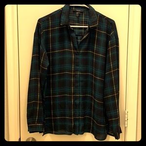 Plaid Front tie boxy shirt